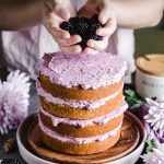 Honey Cake with Blackberry Jam Icing