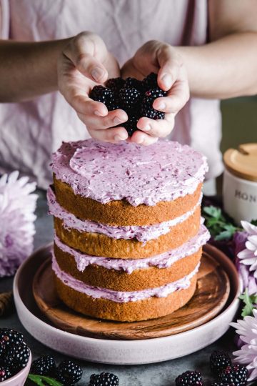Honey Cake with Blackberry Jam Icing