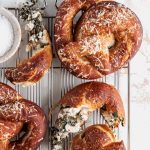 Close up of Soft Pretzels Filled with Spinach and Feta