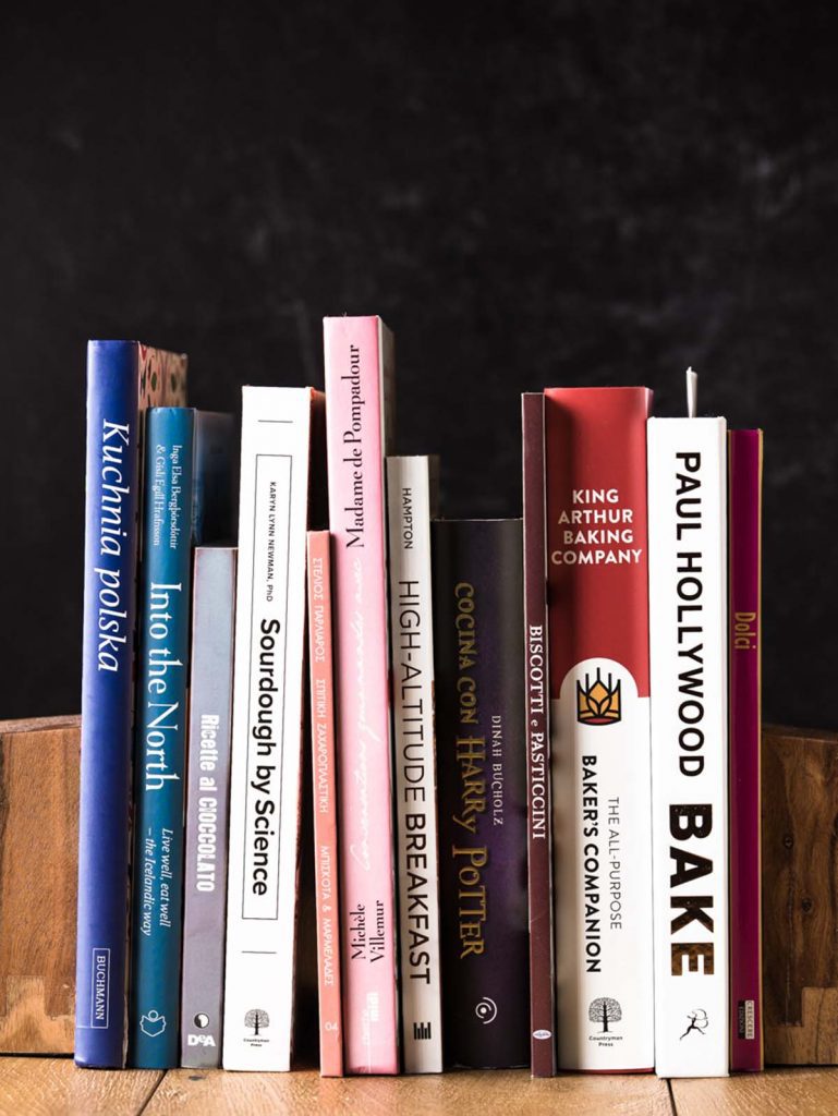 Line of travel cookbooks with book ends