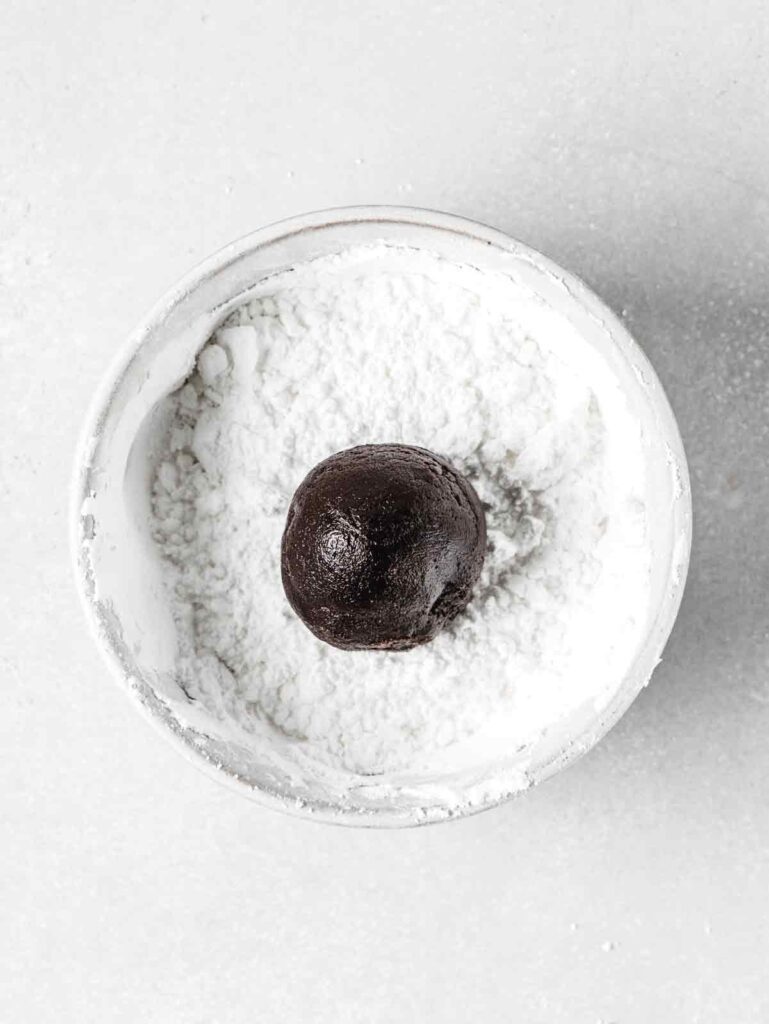 Cookie Dough in powdered sugar.