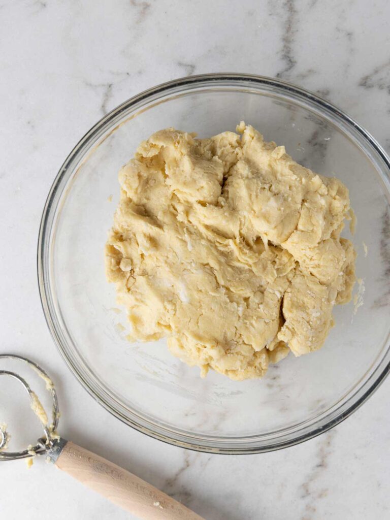 Pie crust dough in bowl.