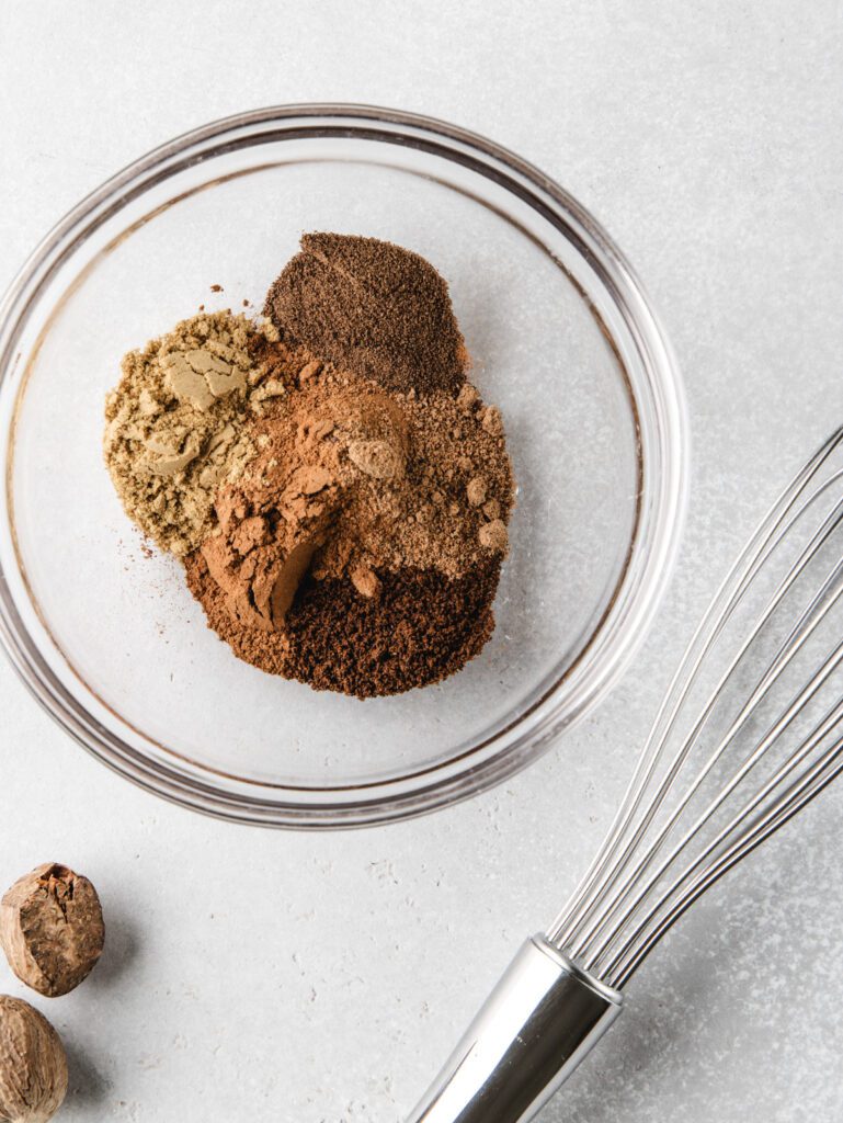 Spices in small bowl with whisk.