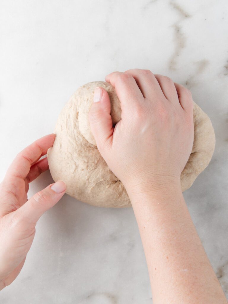 Kneading dough.
