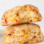 Two biscuits sitting on top of each other.